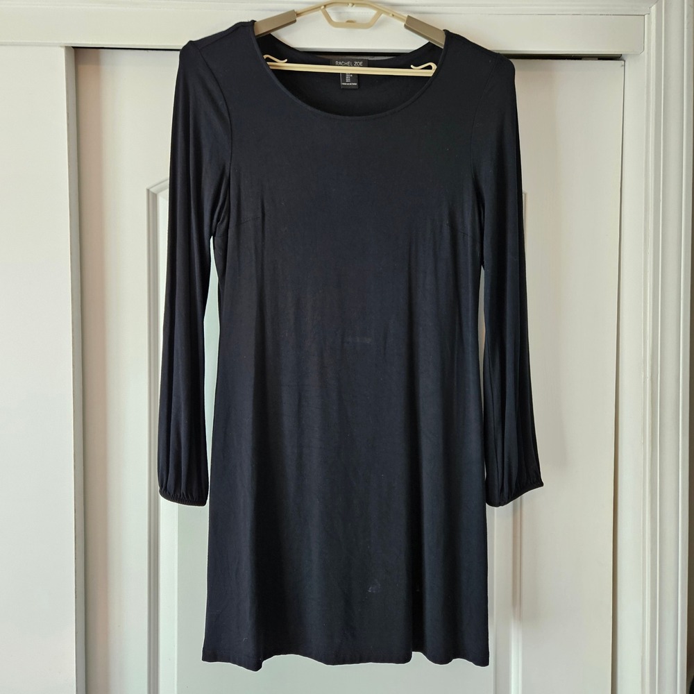 Rachel Zoe Long Sleeve Mini Dress Womens Large Black Capsule Wardrobe Minimalist
